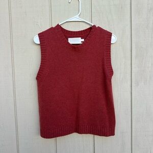 Wyeth Rust Red Sleeveless Cashmere Sweater